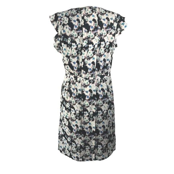 Reiss Sz 8 Black White & Blue Floral Print Dress Medium Multicolor Spring Summer - Picture 6 of 14